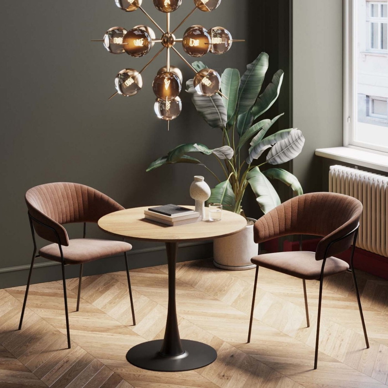 Kare Design Eettafel Schickeria Eiken/Zwart Ø80cm