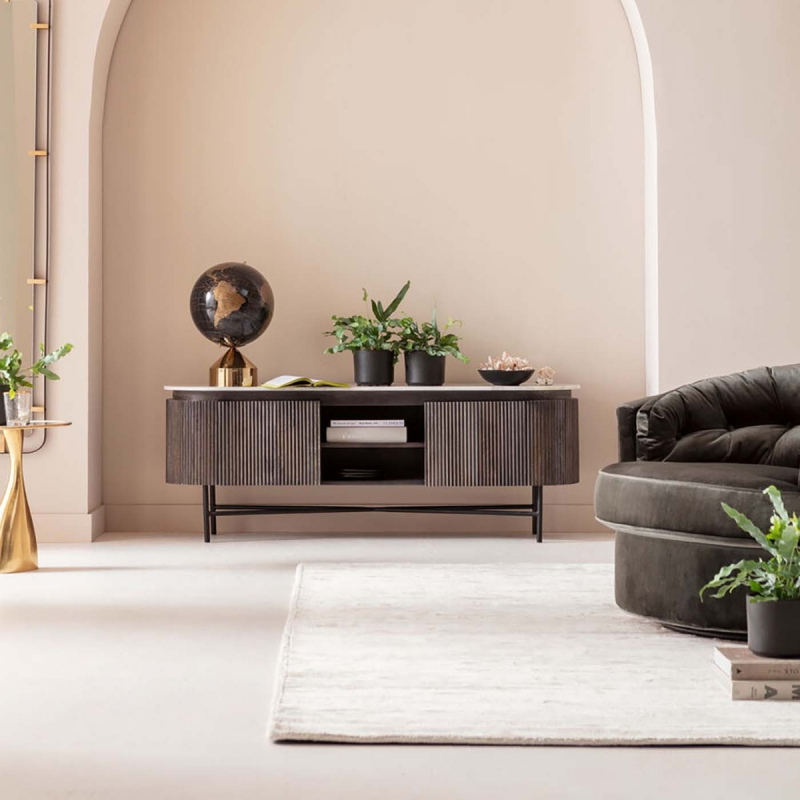 Kare Design Tv-meubel Glenn Wit Marmer/Zwart 150cm