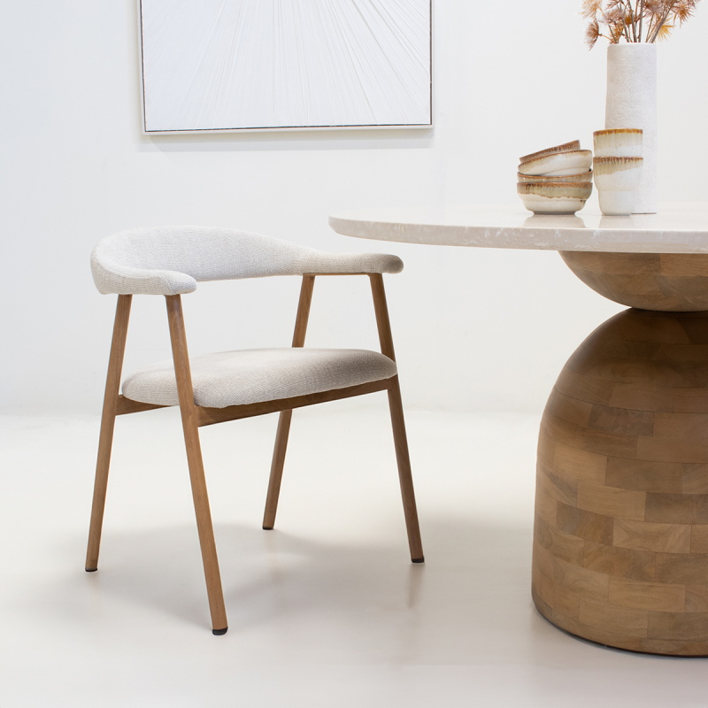 Eetkamerstoel Mila Beige/Naturel - Giga Meubel