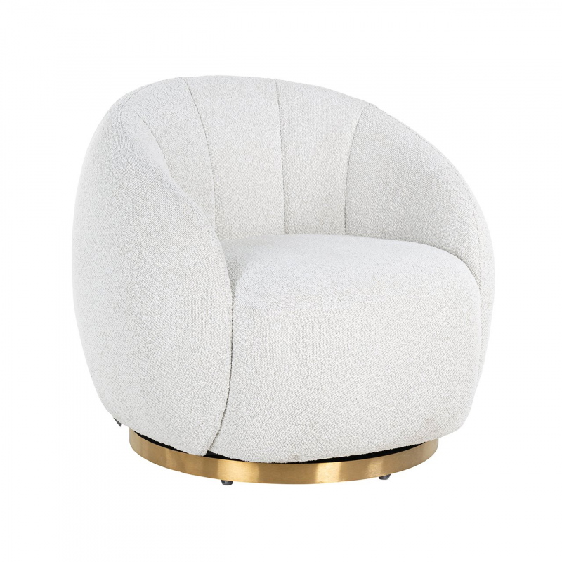 Richmond Draaifauteuil Jago White Bouclé / Brushed Gold