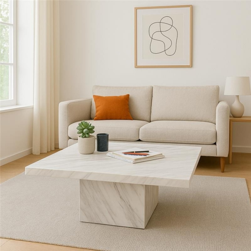 Kare Design Salontafel Artistico Wit Marmer 100x100cm