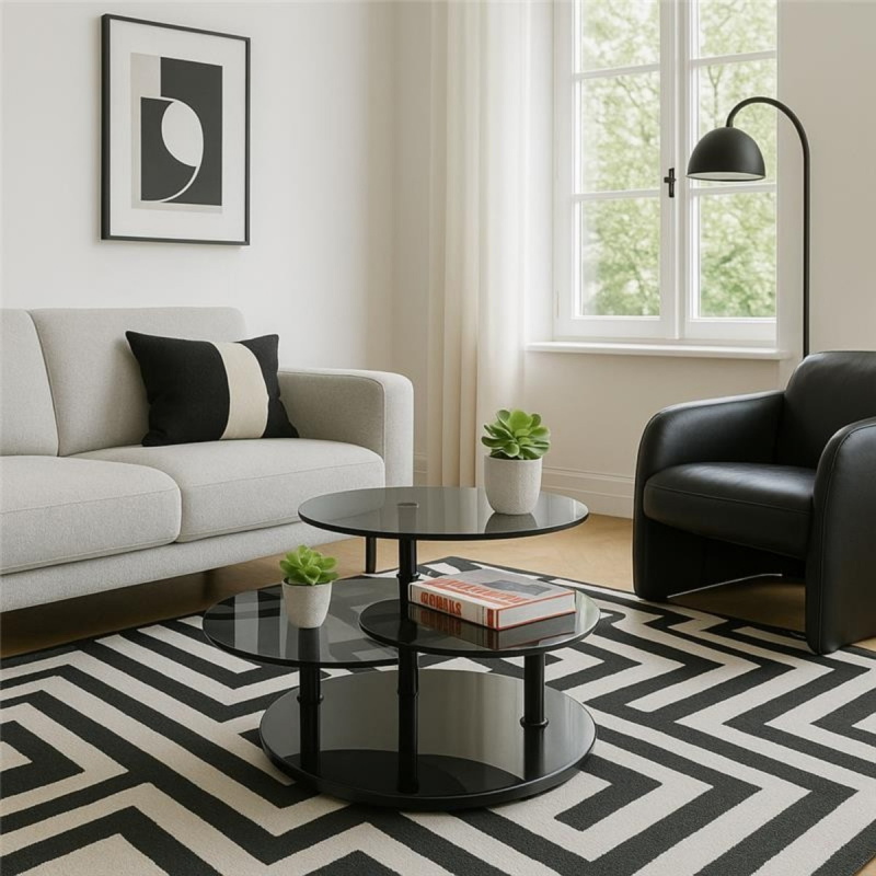 Kare Design Salontafel Twist Zwart Glas