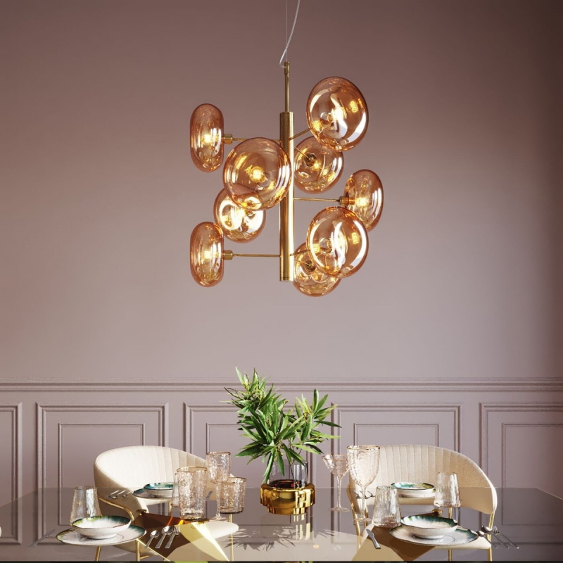 Kare Design Hanglamp Headlight Goud 9-Lichts
