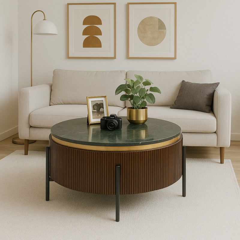 Kare Design Salontafel Catalina Zwart/Bruin Ø90cm