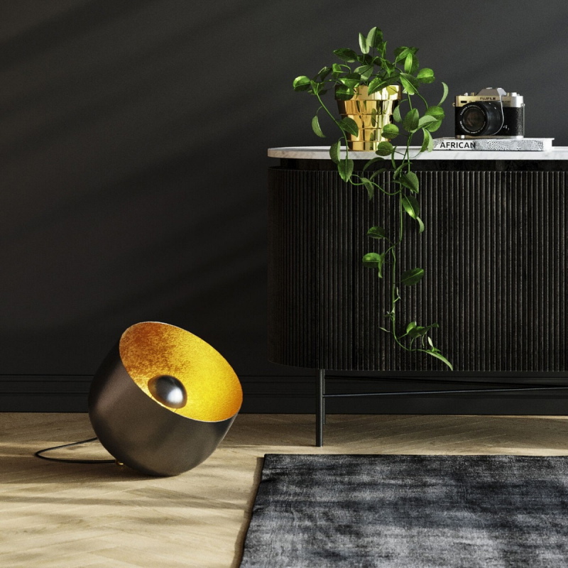 Kare Design Vloerlamp Apollon Smooth Zwart Ø35cm
