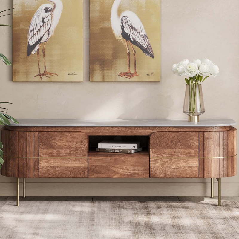 Kare Design Tv-meubel Grace Wit Marmer/Bruin 145cm