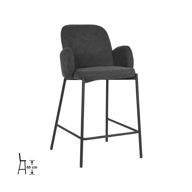 LABEL51 Barkruk Jari Antraciet Stof