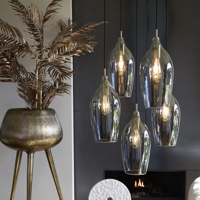 Light & Living Hanglamp Lukaro 5-Lichts Getrapt Smoke