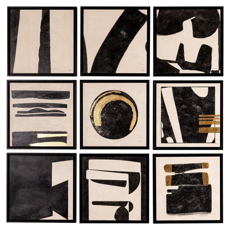 Richmond Wanddecoratie Gabri Zwart/Wit Set van 9