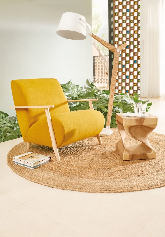 Kave Home Fauteuil Meghan Essenhout Mosterd/Naturel