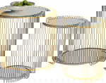 Kare Design Bijzettafel Wire Double Goud Set van 2