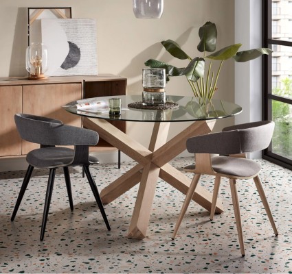 Kave Home Ronde Glazen Tafel Lotus