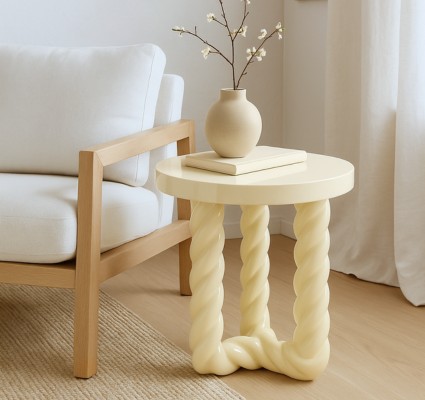 Light & Living Bijzettafel Vallejo Crème Ø46cm
